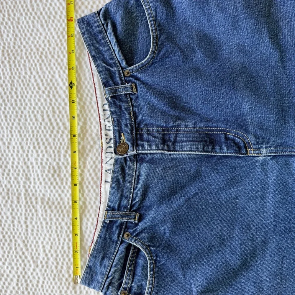 Lands End Womens‎ 14 High Rise Straight Leg Blue Denim Mom Jeans 100% Cotton
